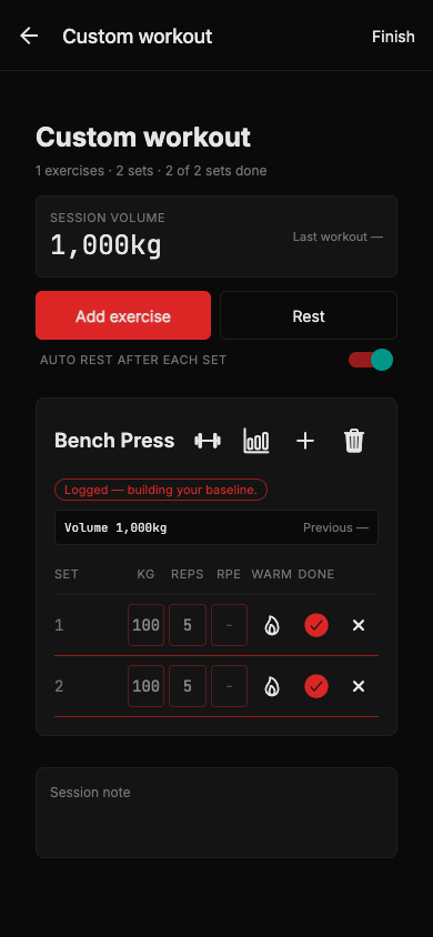 IronThane completed workout verdict screen